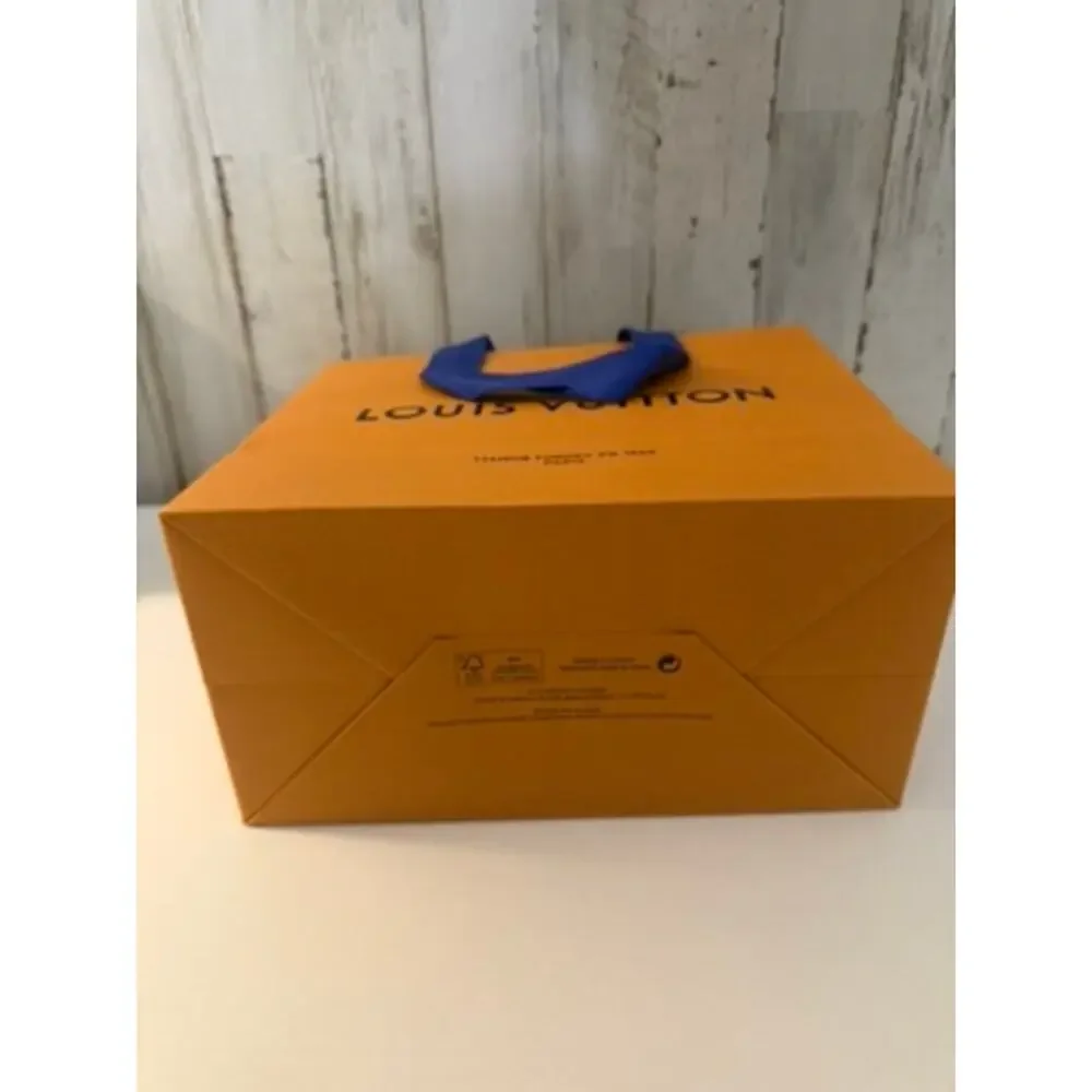 Louis Vuitton Shopping Bag Orange Gift Tote Blue Ribbon Handles